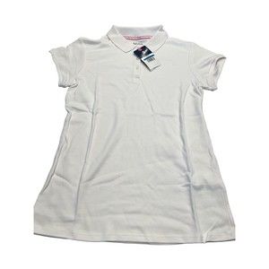 IZOD Approved Girls School Uniform Short Sleeve Polo Shirt XL 16 White NWT